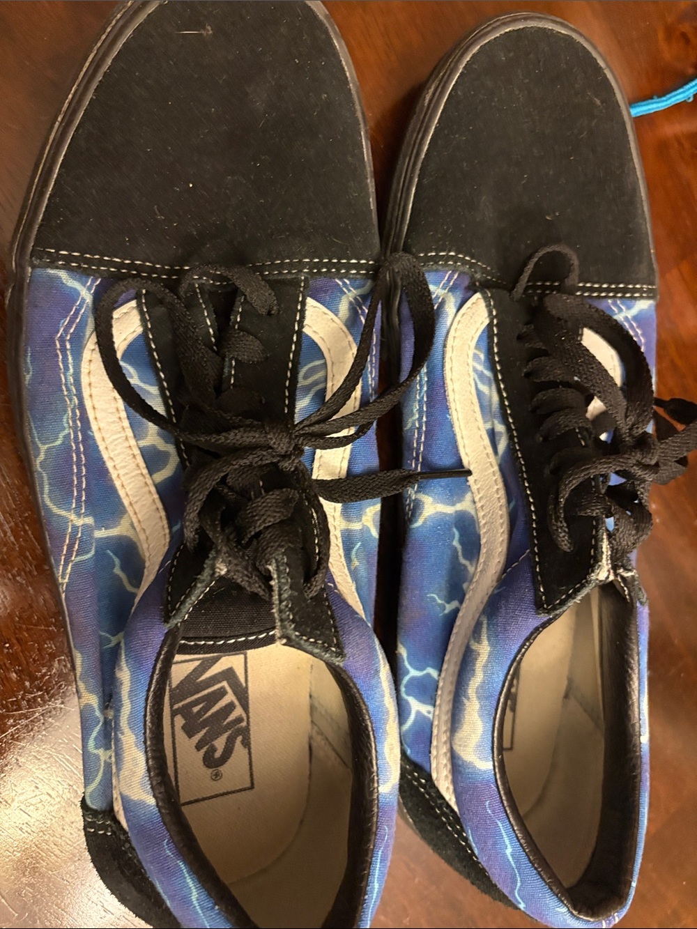 Vans Blue Lightning Canvas Low-Top Sneakers with Black Accents